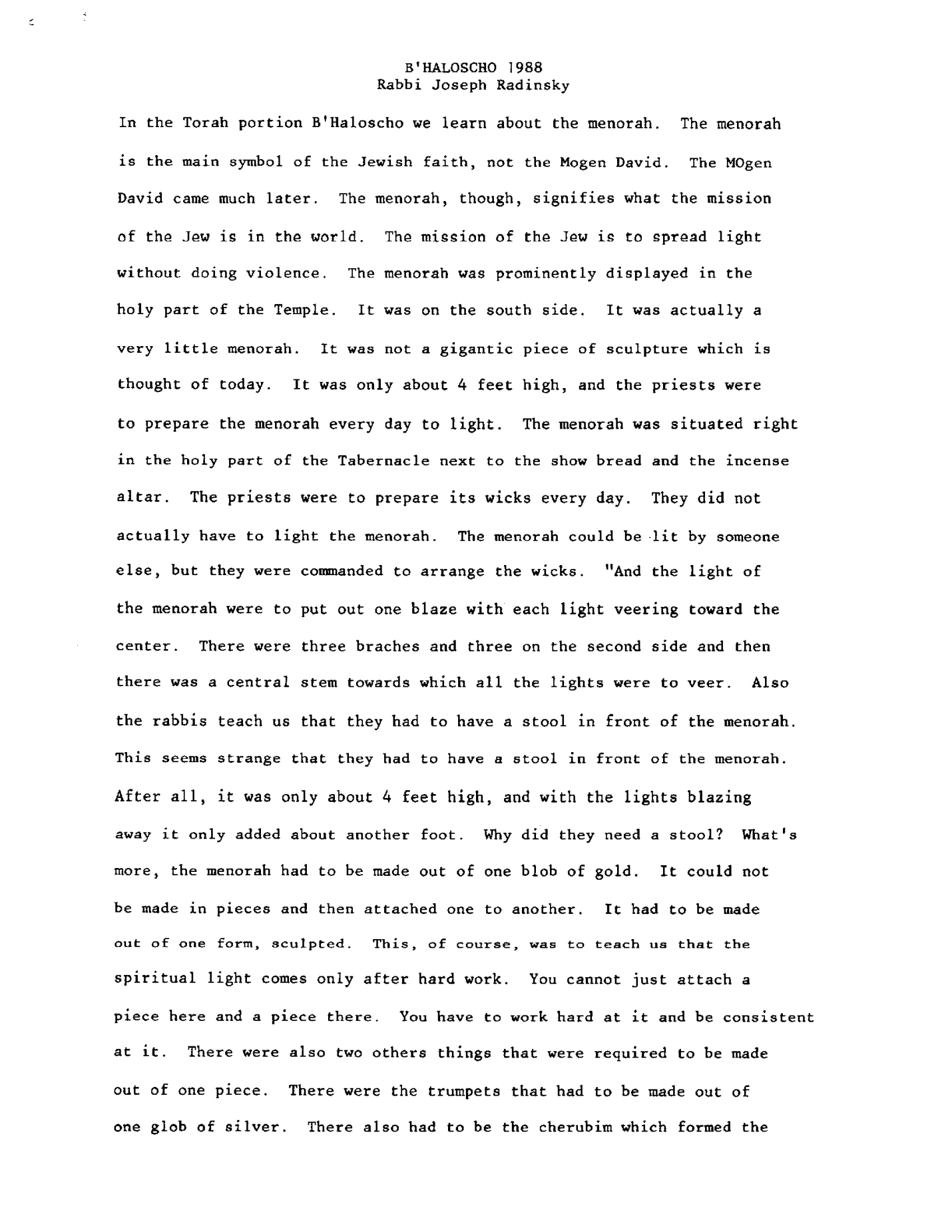 behalotecha 1988