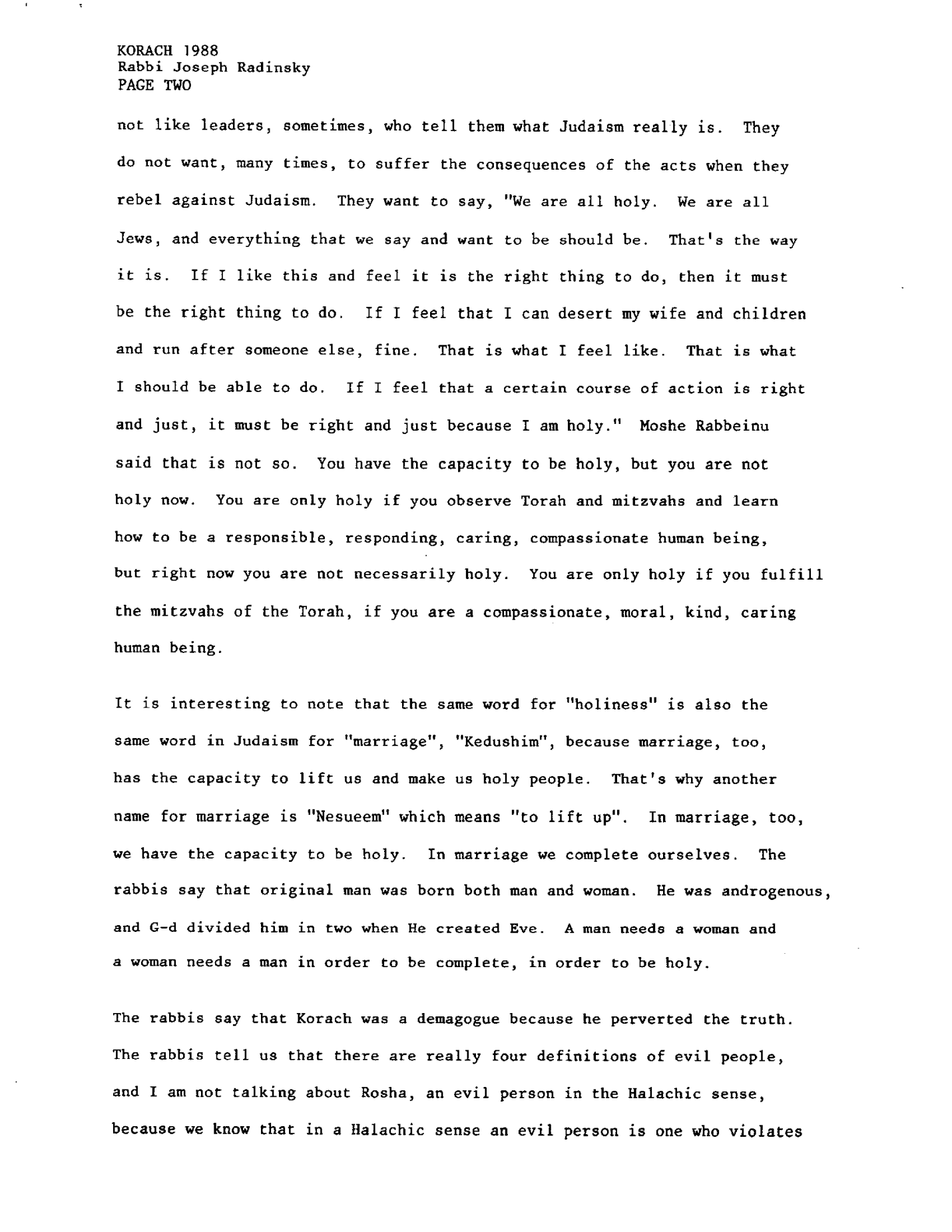 korach 1988