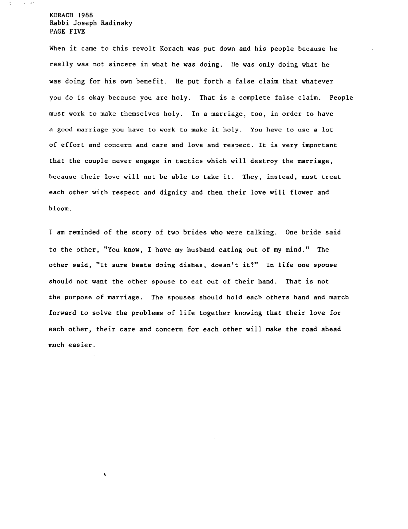 korach 1988