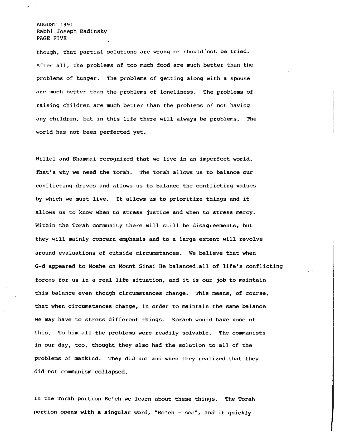 korach 1991