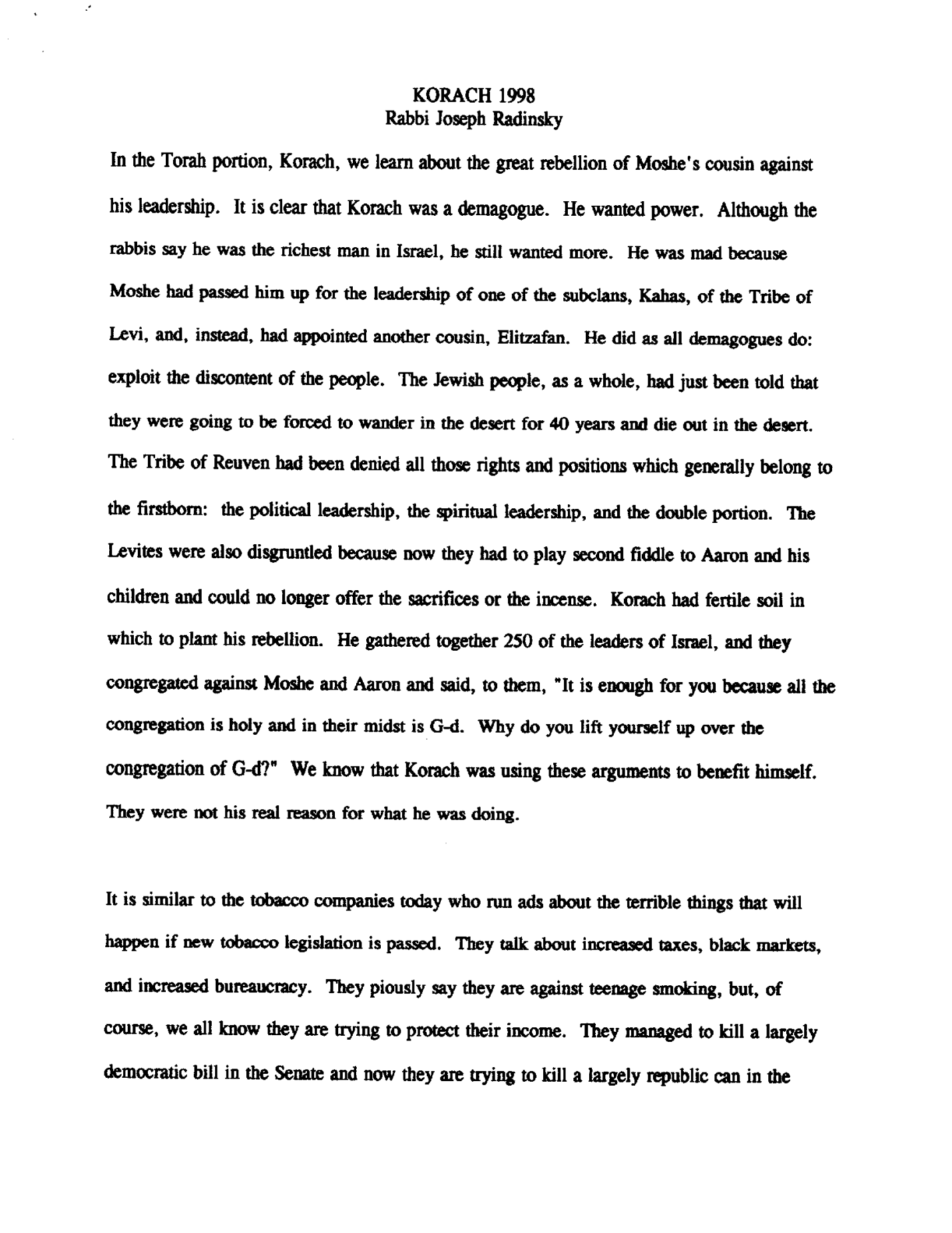 korach 1998