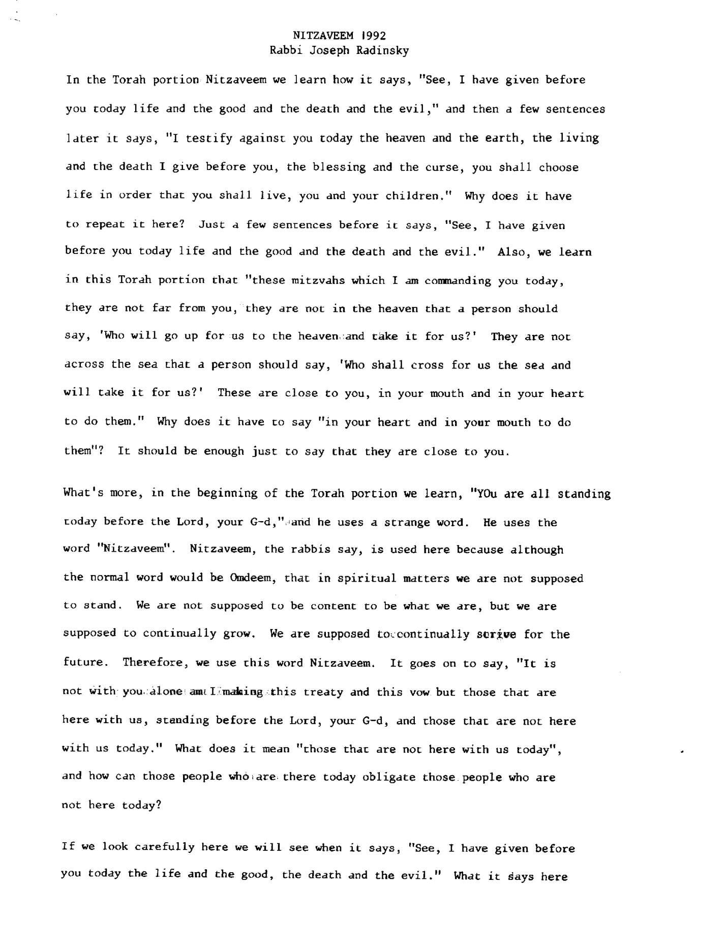 nitzavim 1992