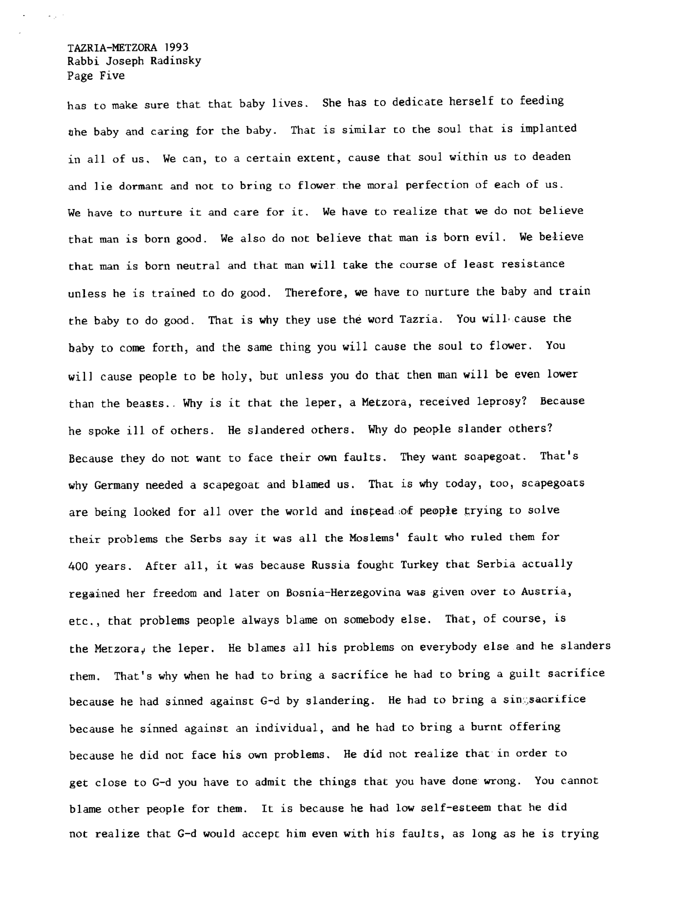 tazria 1988