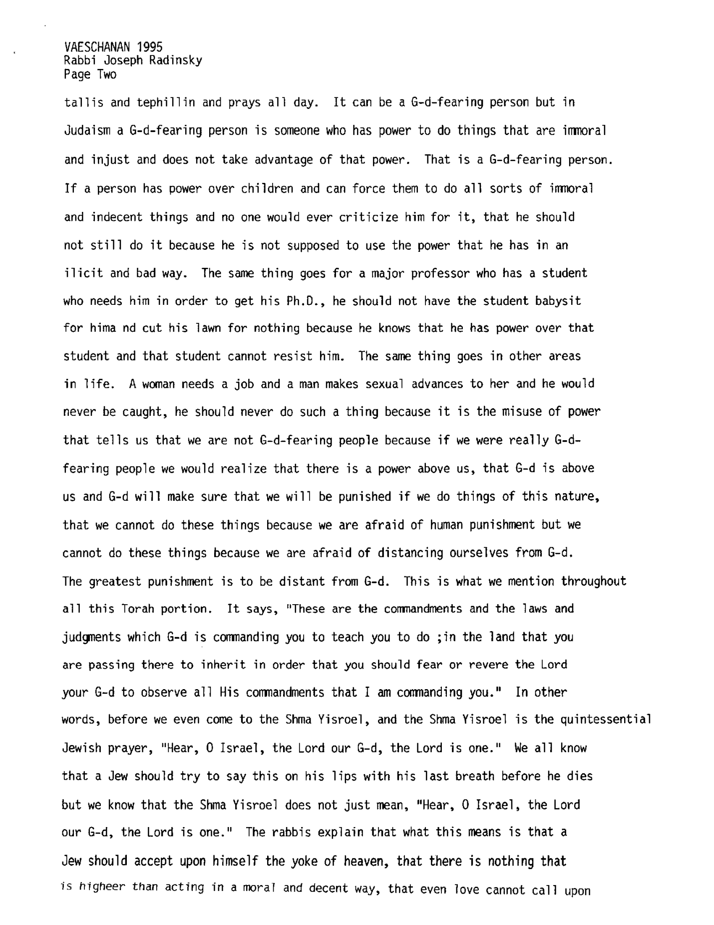 vaetchanan 1995