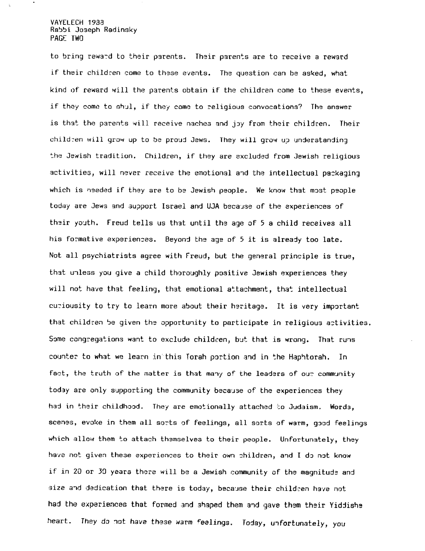vayelech 1988