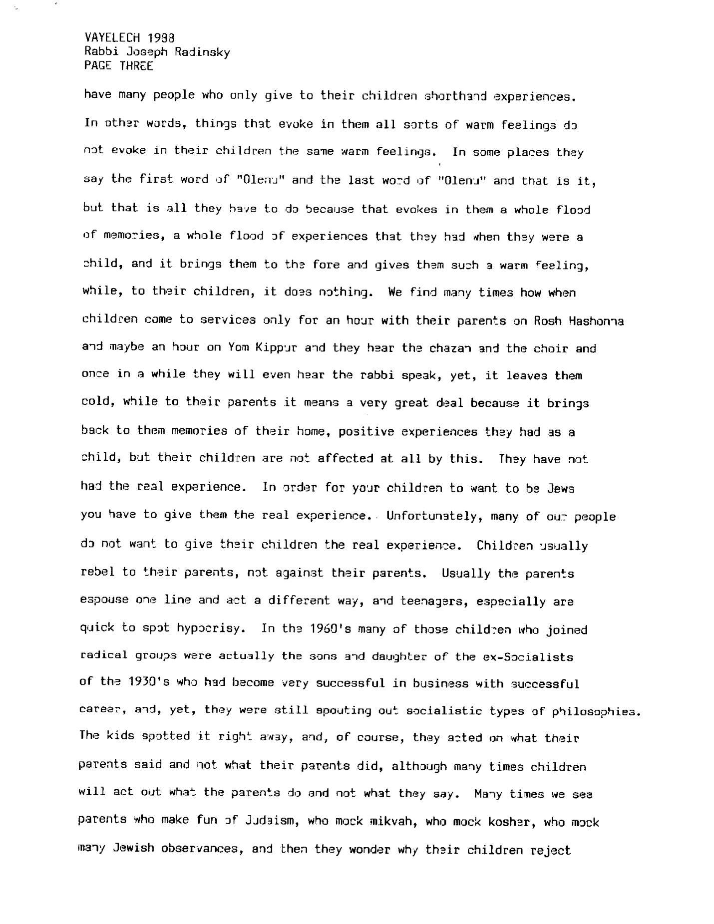 vayelech 1988